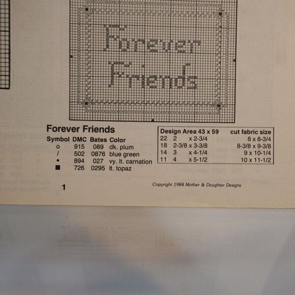 All About Friends Counted Cross Stitch Leaflet Carolyn Muradian Maro Foster 1984 - Picture 4 of 6